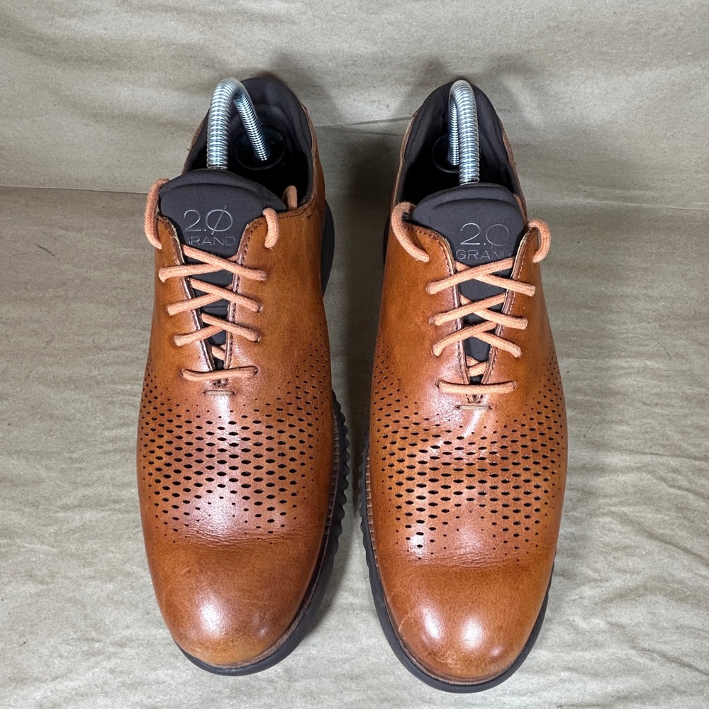 Cole Haan 2.ZeroGrand Oxford Mens 8.5 Brown Solid Leather Laser Wingtip Shoes - Picture 5 of 10